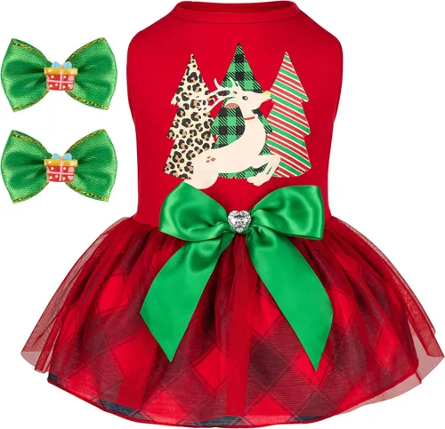 Miniatura 12 de cyeollo Vestido para perro para el día de San Valentín, ropa de vacaciones para perros con estampado de corazón, vestidos de tul para perros