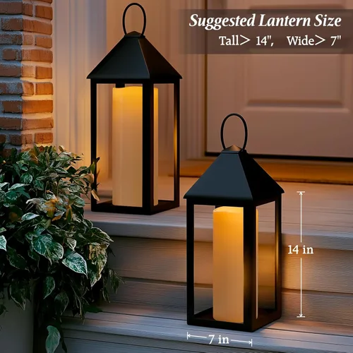 Miniatura 2 de Velas sin llama impermeables extra grandes para exteriores de 12" x 5" que funcionan con baterías, velas LED parpadeantes tipo pilar con control