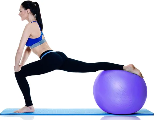 Miniatura 2 de YogaAccessories Pelota de yoga suiza antiestallido y antideslizante para núcleo, equilibrio y ejercicio Púrpura