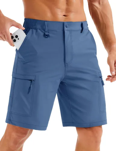 Miniatura 19 de MAGCOMSEN Men's Hiking Cargo Shorts Quick Dry Lightweight 9" Golf Shorts Summer Casual Work Outdoor with 5 Zipper Pockets