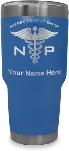 Miniatura 20 de LaserGram NP Nurse Practioner - Vaso aislado al vacío de 20 onzas, grabado personalizado incluido (negro)