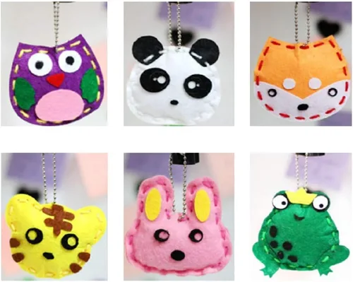 Adam Victor Kit de costura para niños, para aprender a coser, kit de manualidades con encantadores animales, rana, búho, zorro, conejo, panda y