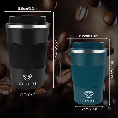 Miniatura 4 de CS COSDDI - Vaso térmico de acero inoxidable de 12 onzas con aislamiento al vacío, taza de viaje de café a prueba de derrames con tapa