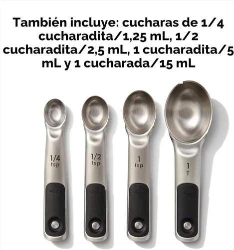 Miniatura 4 de OXO Good Grips - Juego de 8 tazas y cucharas medidoras de acero inoxidable, 4 tazas y 4 cucharas