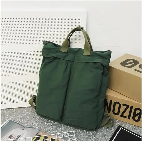 Miniatura 3 de Mochila de lona vintage para mujeres y hombres, bolsa de viaje casual de gran capacidad, de mezclilla, estilo grunge, senderismo, viajes (verde)