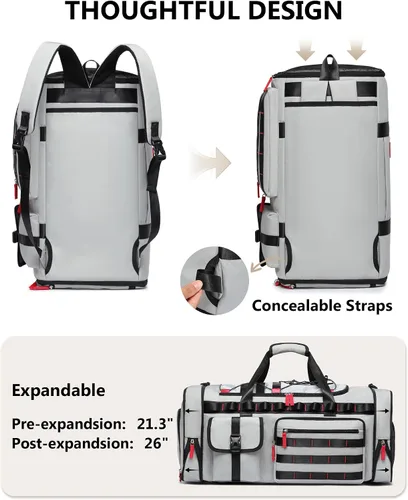 Miniatura 4 de MCBD Bolsas de gimnasio para hombres y mujeres, mochila deportiva de viaje de 45 litros con zapatos y compartimento para laptop, bolsa de transporte