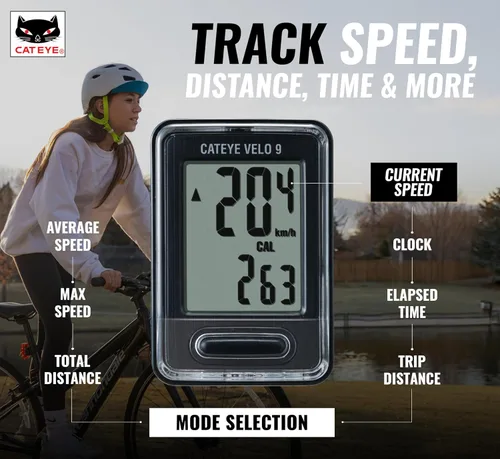 Miniatura 2 de CATEYE Computadora de bicicleta con cable - Velocímetro y odómetro de nivel básico, perfecto para ciclistas principiantes, arranque y parada