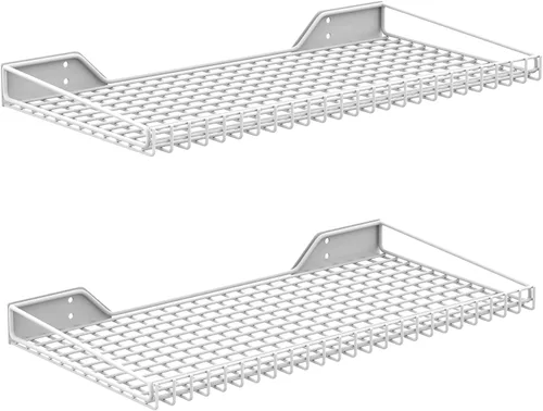 Miniatura 11 de WALMANN Paquete de 2 estantes de pared de garaje, estantes de almacenamiento de pared de 23.5 x 12 pulgadas para garaje, armario, lavandería, Negro