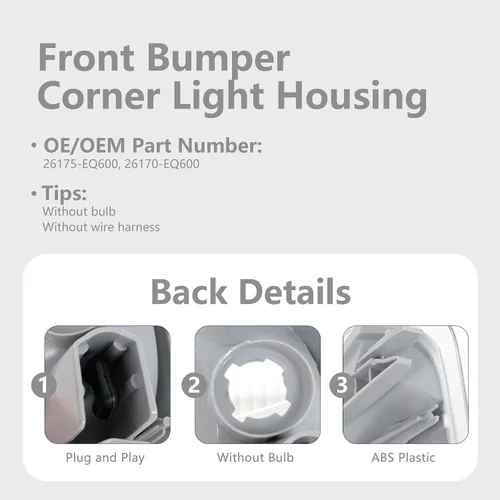 Miniatura 5 de Luz de esquina para Nissan X-Trail T30 2001-2006 parachoques delantero señal de giro lámpara 26175-EQ600 26170-EQ600 izquierda y derecha