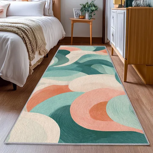 Miniatura 3 de Blue Fluid Line Runner Rug 2x4 Small - Hallway Runner Rug Ocean Wave Abstract Art Pattern, Non Slip, Washable, Blue Fluid Line Home Decor Carpet for