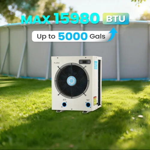 Miniatura 2 de POOLCOMFT Calentadores eléctricos con bomba de calor para piscinas sobre el suelo de hasta 5000 galones, máximo 15980 BTU, 110V-120V/60Hz, alta