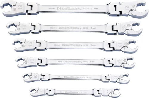 Miniatura 5 de GEARWRENCH Juego de llaves de tuerca abocardada de cabeza flexible de trinquete de 5 piezas, SAE - 89100