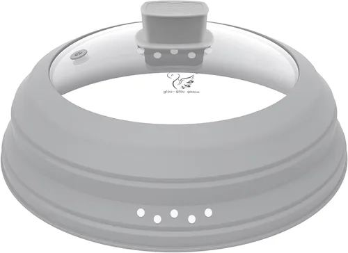 Tapa Protectora contra Salpicaduras de Microondas, Tapa de Vidrio con Protector de Collapsible de Silicona para Platos y Ollas, 24,9 cm, Gris Claro