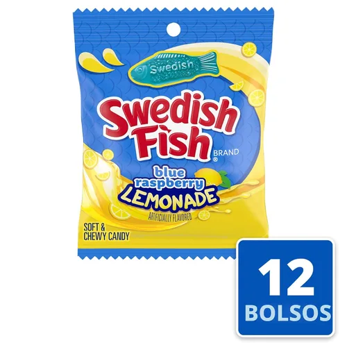 Miniatura 4 de SWEDISH FISH Caramelos suaves y masticables de limonada de frambuesa azul, caramelos a granel, bolsas de 12-3.59 onzas