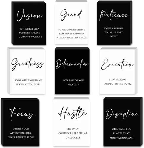 Yulejo 9 mini letreros inspiradores de madera para oficina con definición positiva, estante de decoración de escritorio, regalo de alegría para