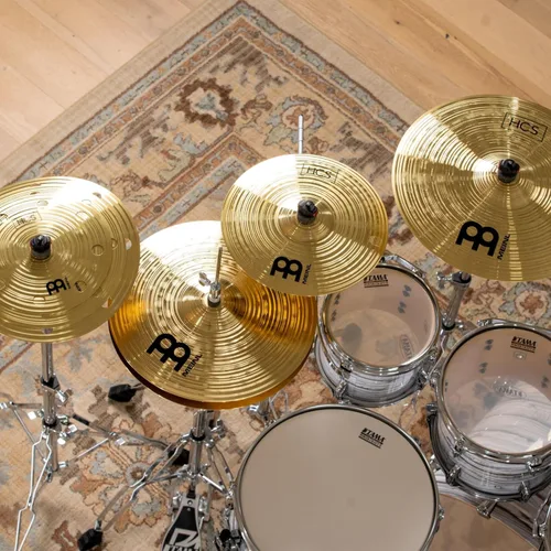 Miniatura 7 de HCS - Platillos Hihats (Hi Hat) para batería de 15 pulgadas, pares, fabricados en Alemania, latón medio tradicional, 2 años de garantía