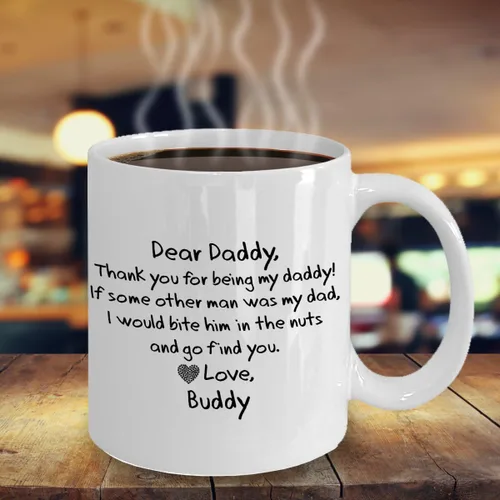 Miniatura 5 de Taza personalizada con texto en inglés «The ORIGINAL!» BITE HIM IN THE NUTS Dog Dad (Dog Dad), regalos divertidos para papá del perro, regalo