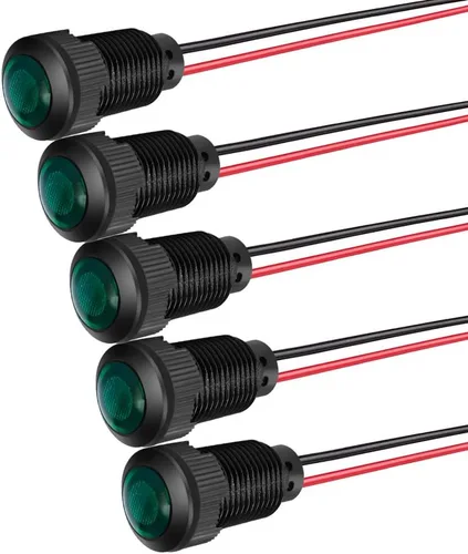 Miniatura 25 de Gebildet 5 unids 0.472 in AC/DC 12-24V LED indicador de metal luz impermeable señal lámpara piloto Dash direccional coche camión barco con alambre