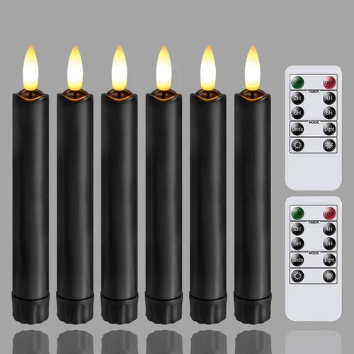 Miniatura 7 de Yeelida Velas cónicas sin llama a pilas con dos controles remotos con temporizador, velas LED de 6.4" con mechas 3D para ventana, luz cálida