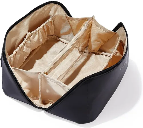 EACHY Bolsa de Maquillaje de Viaje, Bolsas de Cosméticos de Gran Capacidad para Mujeres, Bolsa Portátil Impermeable que se Abre Plana, Bolsa de Aseo