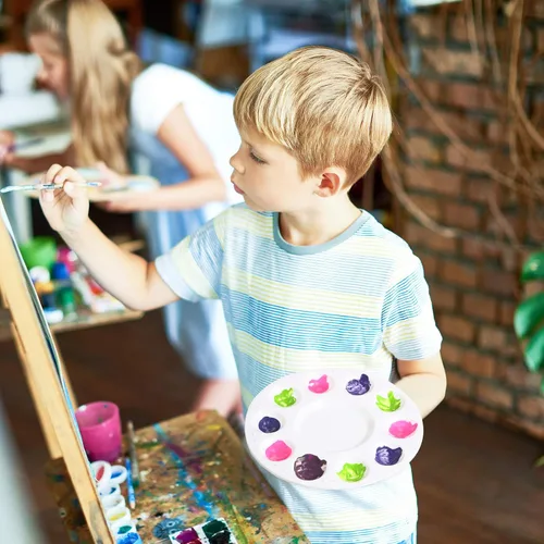 Miniatura 5 de Paletas de pintura de plástico a granel, bandeja redonda de pintura de acuarela para niños, adultos, estudiantes, escuela, manualidades, suministros