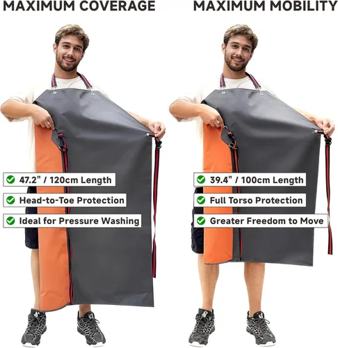 Miniatura 8 de GoldPig Delantal de goma grueso, delantal impermeable para lavavajillas, resistente a productos químicos para carnicero, limpieza