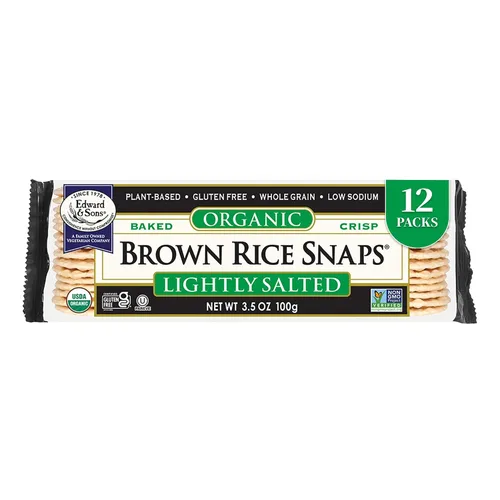 Miniatura 12 de Edward & Sons Snaps de arroz integral de cebolla tostada orgánica, horneado al horno, grano entero, sin gluten, bajo en sodio, bajo en grasa