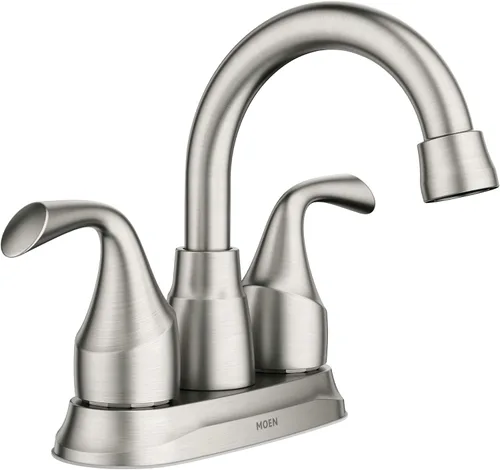 Miniatura 14 de Moen Idora - Grifo de lavabo de dos manijas con centro cromado y montaje de desagüe, 84115 Cromo