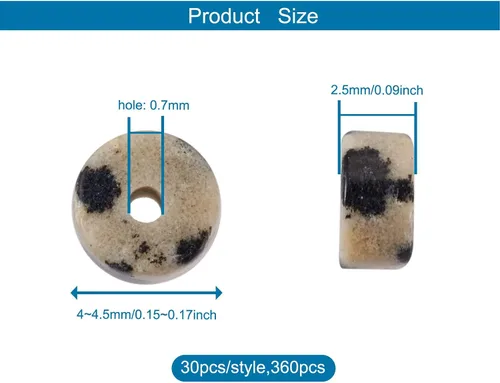 Miniatura 5 de Heishi - Cuentas de piedra de Craftdady 360 cuentas de piedras preciosas de disco natural, cuentas planas redondas de ágata de jade sueltas
