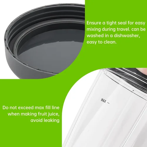 Miniatura 7 de 2 vasos de repuesto reutilizables de 24 onzas para licuadoras Nutribullet de 600 W / 900 W con tapa, vaso de repuesto lavable