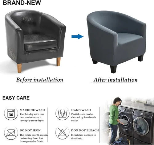Miniatura 5 de NILUOH Funda para Silla de Club Elástica Funda para Silla Tub Fundas para Silla Barrel Fundas para Sillón Funda para Sofá Protector de Muebles