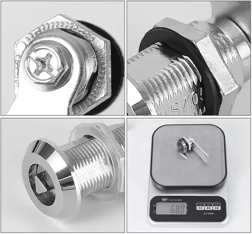 Miniatura 3 de Cerradura de leva tubular de acero inoxidable con cerradura plana y triangular, 4 unidades, para archivos y cajones importantes seguros (triangular)