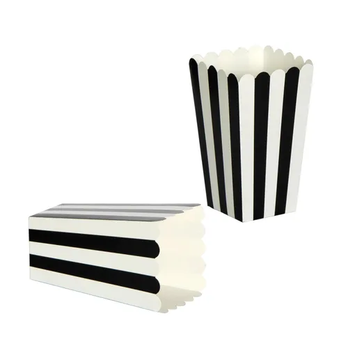 Miniatura 4 de XIEHE Paquete de 24 cajas de palomitas de maíz a rayas, mini recipientes de papel para palomitas de maíz y dulces, suministros de fiesta para noches