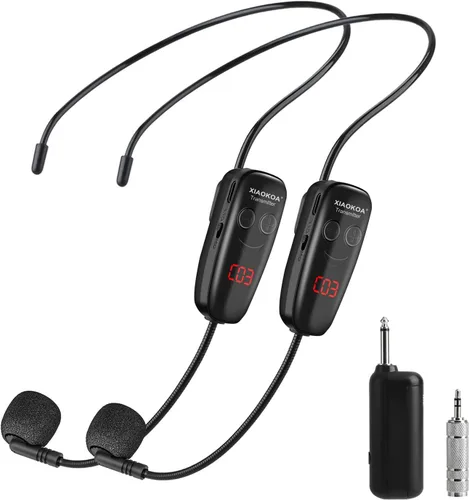 Miniatura 9 de Auriculares inalámbricos UHF con micrófono: Sistema de micrófono de cabeza inalámbrico, micrófonos con carga USB-C, rango de 164 pies