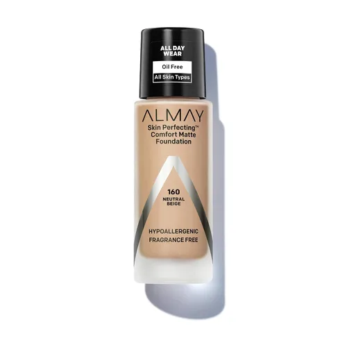 Miniatura 8 de Almay Skin Perfecting Comfort Base Mate, Hipoalergénica, Libre de Crueldad-Sin Fragancia, Maquillaje Líquido Probado por Dermatólogos, Capuchino