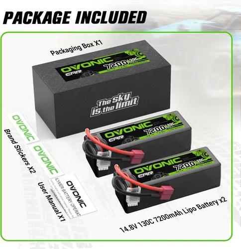 Miniatura 6 de OVONIC 4S LiPo Batería 7200mAh 14.8V 130C RC Batería con Dean-Estilo T Conector