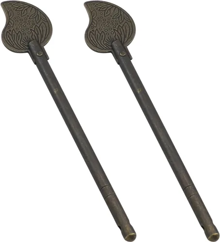 Antrader Pasador de bloqueo de bronce, 4.3 in, forma de hoja de metal para el hogar, estilo retro, pestillo de llave de gabinete, pasador de bloqueo