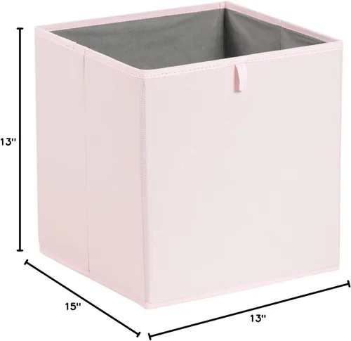 Miniatura 6 de Amazon Basics Contenedores organizadores de cubos, cestas de almacenamiento plegables para estantes, rosa peonía, paquete de 6, 13 x 15 x 13 pulgadas