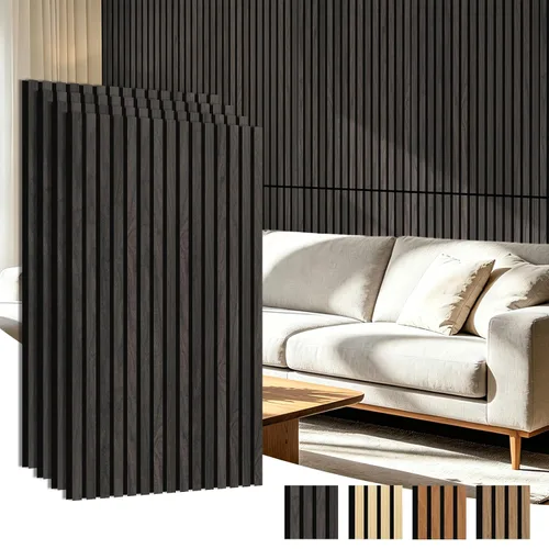Miniatura 16 de Art3d Paquete de 4 paneles de listones de madera insonorizados de 12" x 93", paneles de pared acústicos de 31 pies cuadrados, paneles de pared 3D