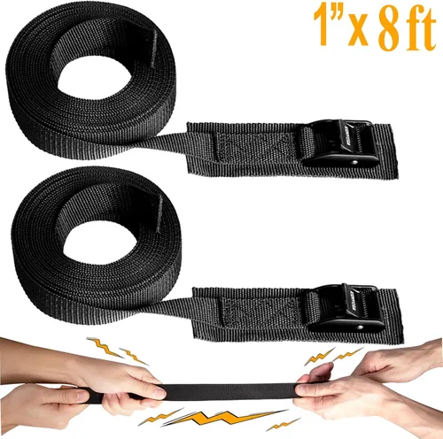 Miniatura 2 de WEDAMER Paquete de 2 correas de amarre para kayak de 8 pies con hebilla de leva de alta resistencia, correa ajustable para kayak, camiones, 2Pack