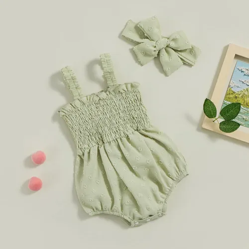 Miniatura 3 de Mameluco con estampado de margaritas y diadema con estampado de margaritas para bebé, mameluco floral, ropa de verano para bebés