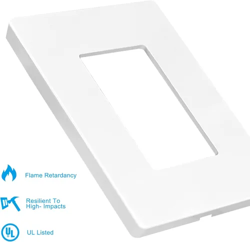 Miniatura 3 de Placas Decorativas de Pared de 1-Gang Sin Tornillos, Cubierta Frontal Termoplástica Irrompible de Tamaño Estándar para Interruptor de Tomacorriente