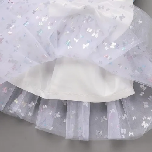 Miniatura 6 de IDOPIP Vestido tutú de mariposa con lentejuelas para bebé, niña de las flores, primera comunión, boda, fiesta de cumpleaños, vestido con lazo