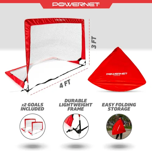Miniatura 3 de PowerNet Popup - Red portátil para porterías de fútbol, 2 porterías con bolsa de transporte, marco ligero duradero, configuración rápida, fácil
