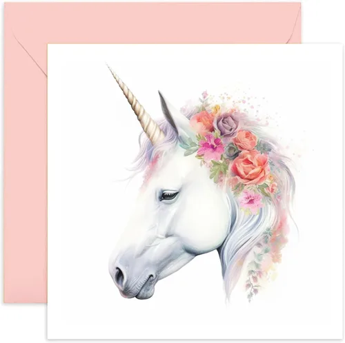 Old English Co. - Tarjeta de unicornio para cumpleaños, tarjeta de felicitación de unicornio pintada para hija, hermana, madre, nan, tarjeta de