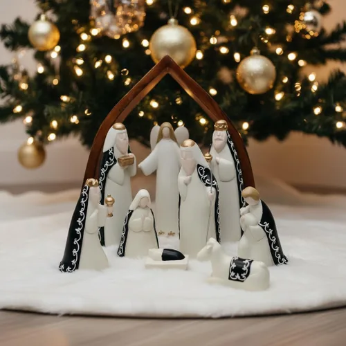 Miniatura 6 de Comfy Hour Rhode Island - Novedad Faith and Hope Baby Jesus Nativity, 9 piezas de Santa Familia con figuras de ángel, escena de Navidad