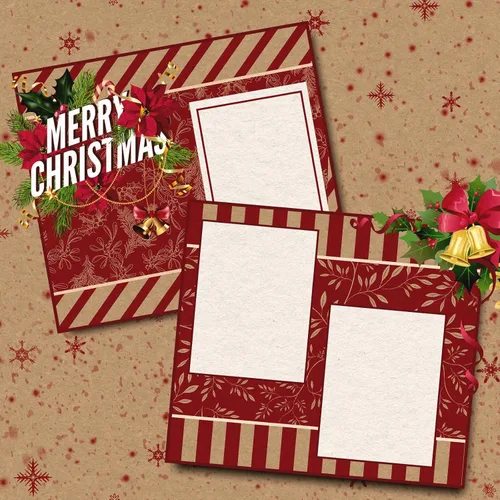 Miniatura 6 de Whaline Paquete de 24 papeles de patrón navideño, papel rústico de recortes de Navidad, 12 diseños de papel kraft rojo de doble cara