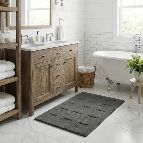 Miniatura 124 de GRANNY SAYS Alfombras de baño antideslizantes, lavables, extra suaves y absorbentes de agua para baño, alfombra de baño peluda de felpa, alfombra
