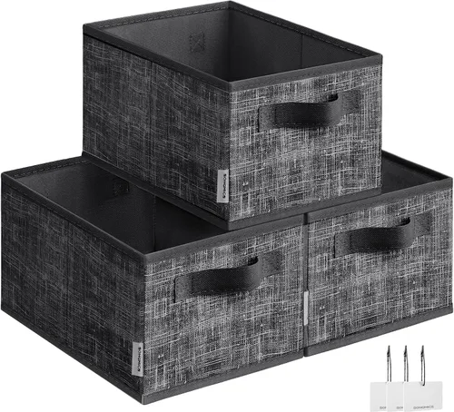 Miniatura 9 de SONGMICS Cubos de almacenamiento, 15.7 x 11.8 x 9.5 pulgadas, cubos de tela no tejida con asas dobles, juego de 3, organizadores de armario