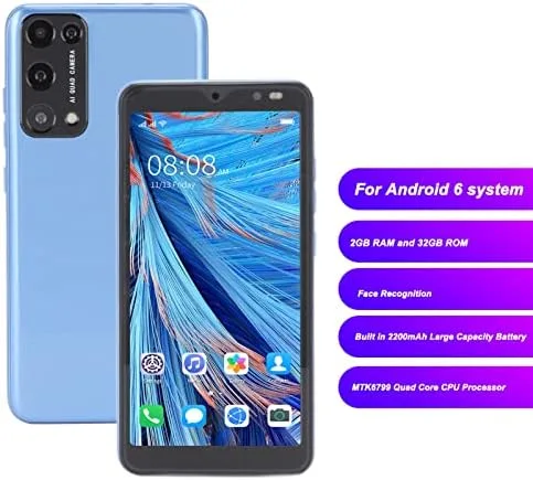 Miniatura 2 de para Android 6 Smartphone, 5.45 pulgadas pantalla completa teléfono celular 2GB 32GB ROM, 5MP cámara trasera teléfono móvil, para MTK6799 Quad Core
